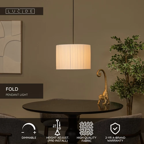 Lucide FOLD - Pendant light - Ø 40 cm - 1xE27 - White - USP